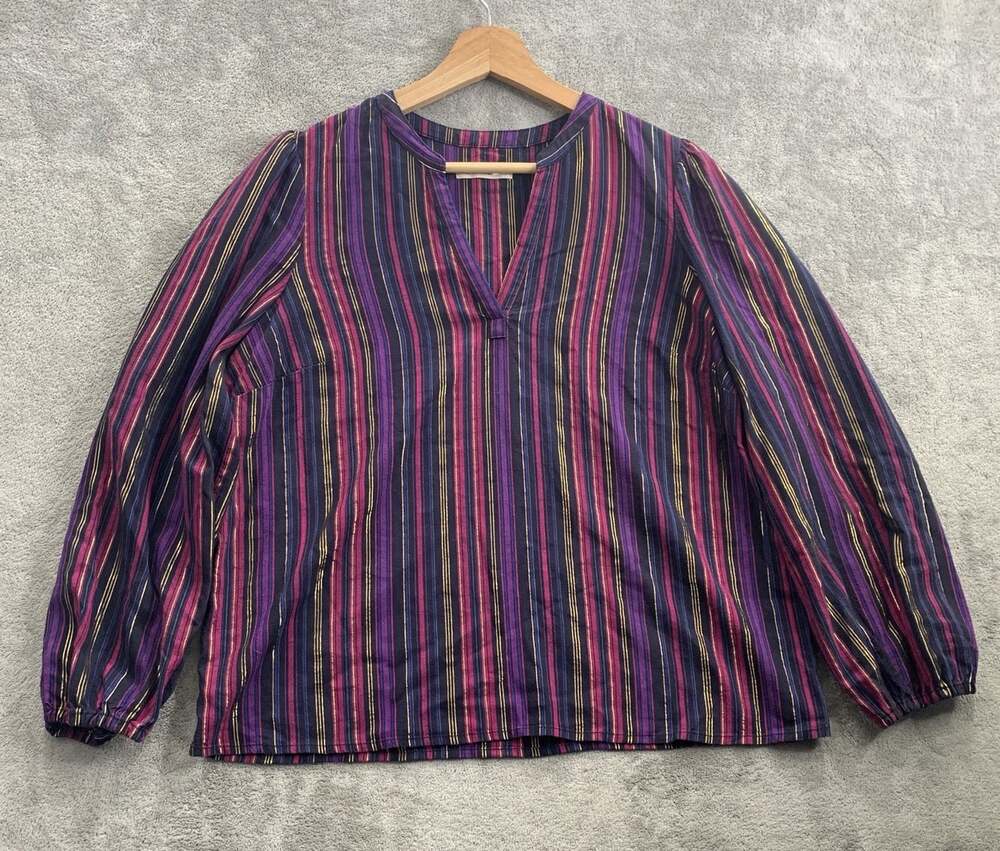 Marine Layer Jamie Banded Top Womens S Striped Boho 70s Hippie Aesthetic Groovy